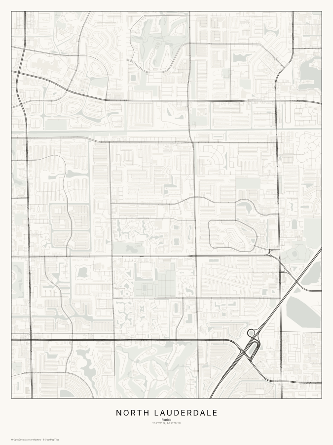 North Lauderdale map poster, classic style