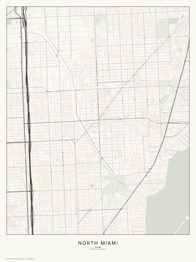 North Miami map poster, classic style