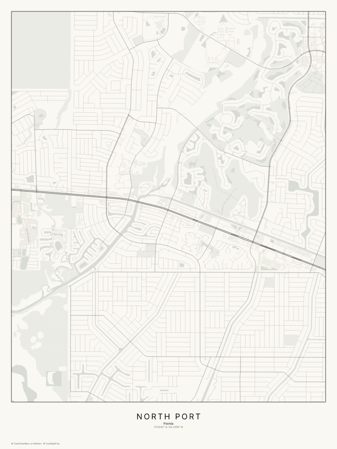North Port map poster, classic style