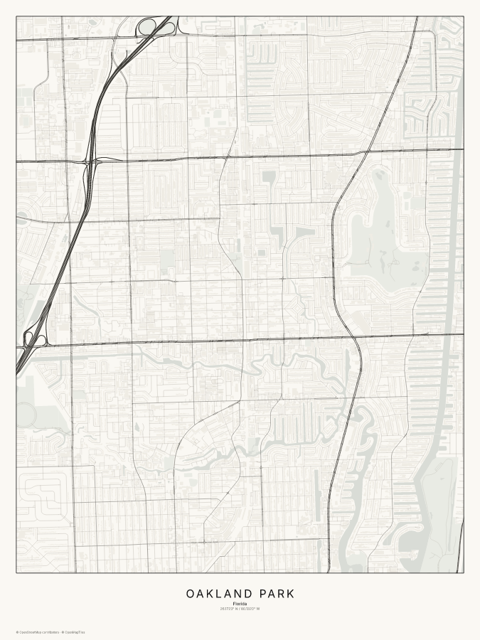 Oakland Park map poster, classic style