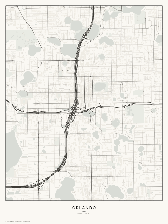 Orlando map poster, classic style