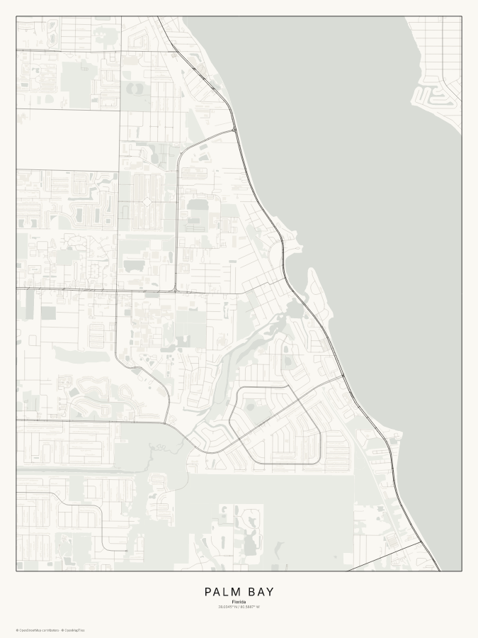 Palm Bay map poster, classic style