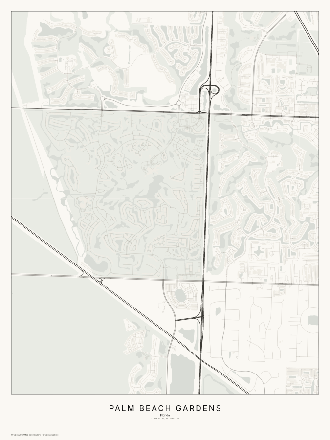 Palm Beach Gardens map poster, classic style