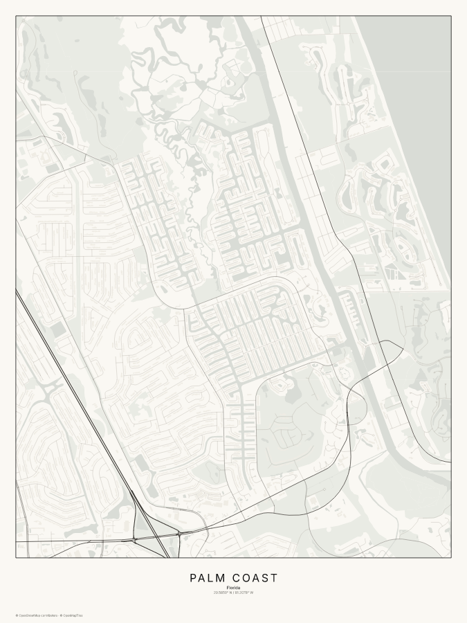 Palm Coast map poster, classic style