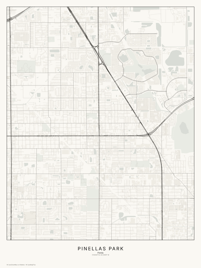 Pinellas Park map poster, classic style