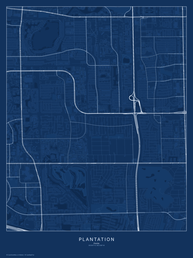 Plantation map poster, blueprint style