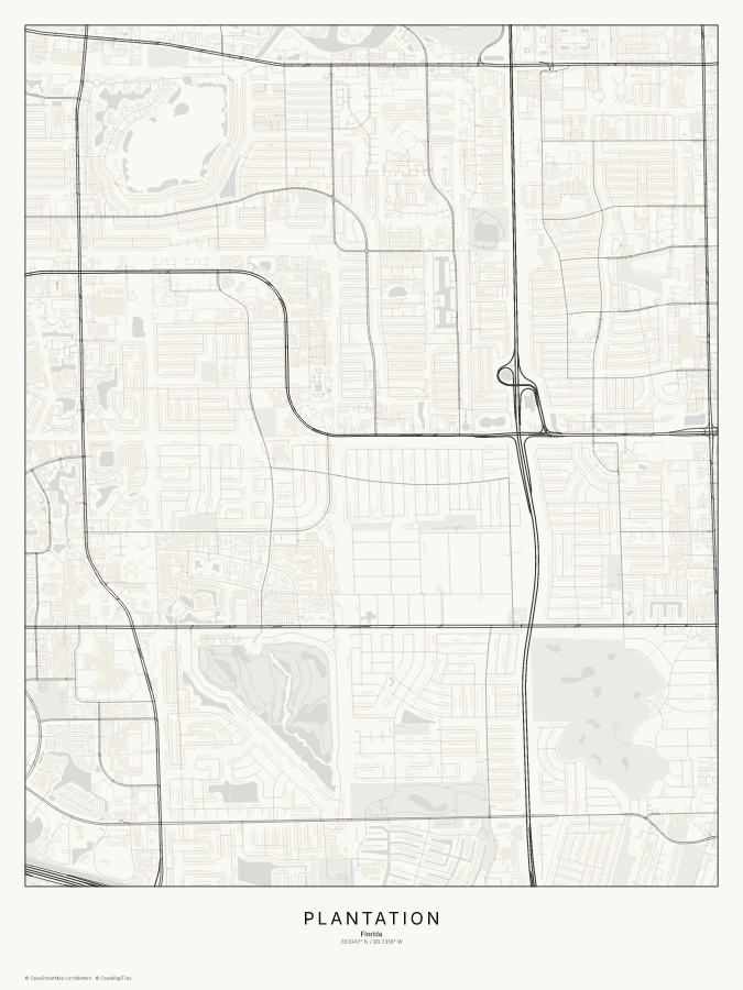 Plantation map poster, classic style