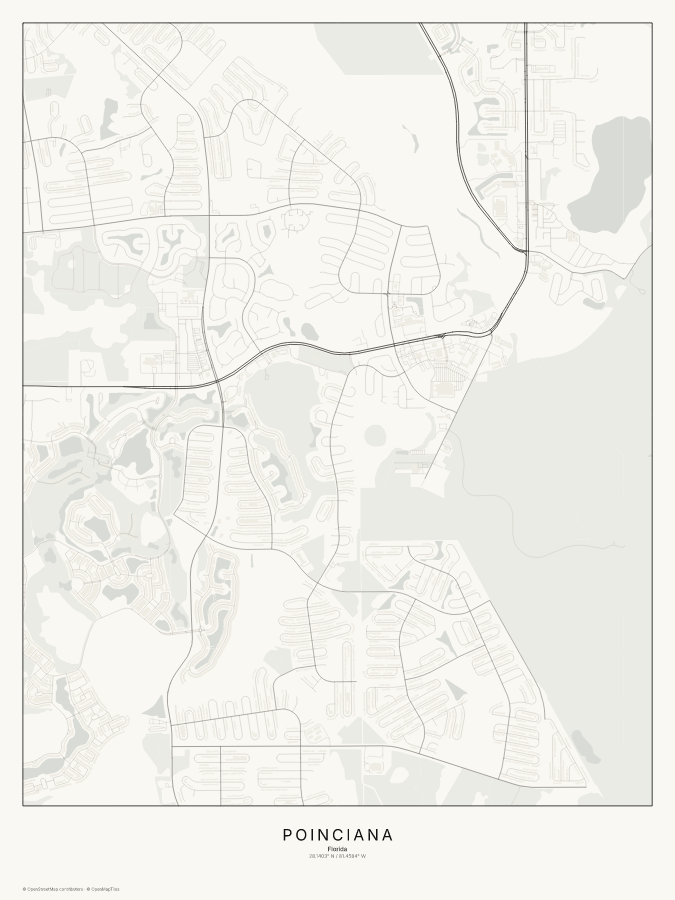 Poinciana map poster, classic style