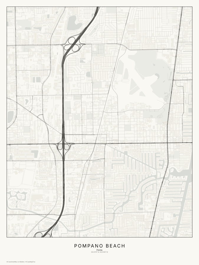 Pompano Beach map poster, classic style