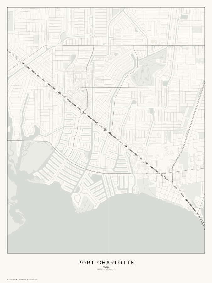 Port Charlotte map poster, classic style