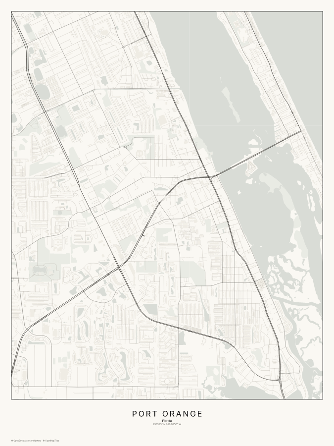 Port Orange map poster, classic style