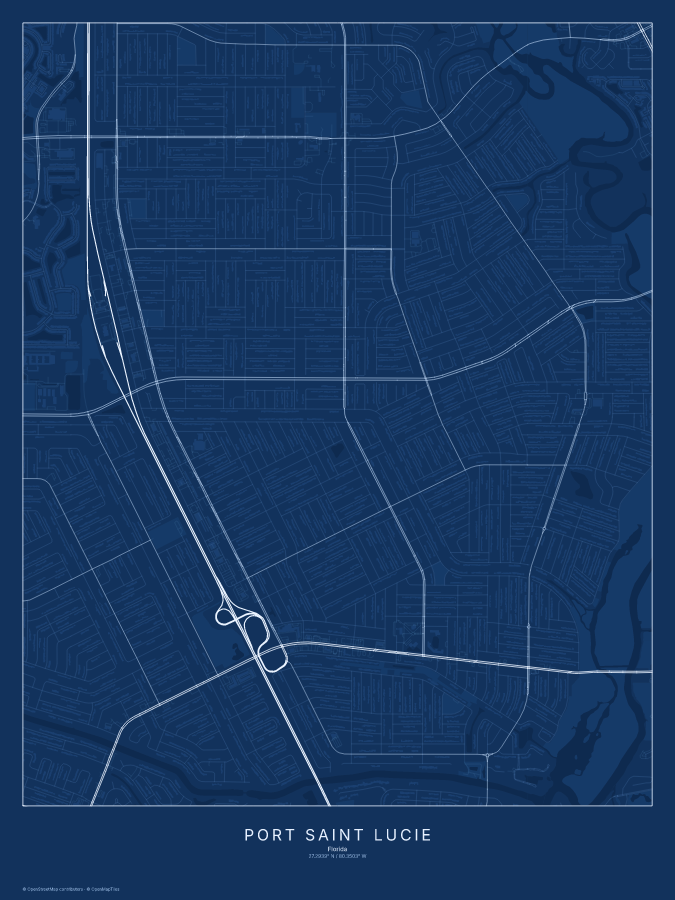 Port Saint Lucie map poster, blueprint style
