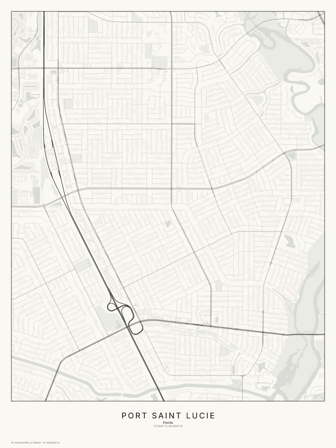 Port Saint Lucie map poster, classic style