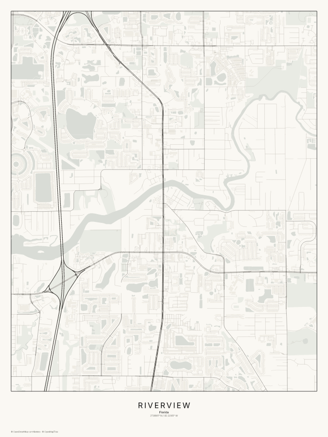 Riverview map poster, classic style