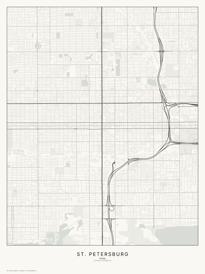 St. Petersburg map poster, classic style