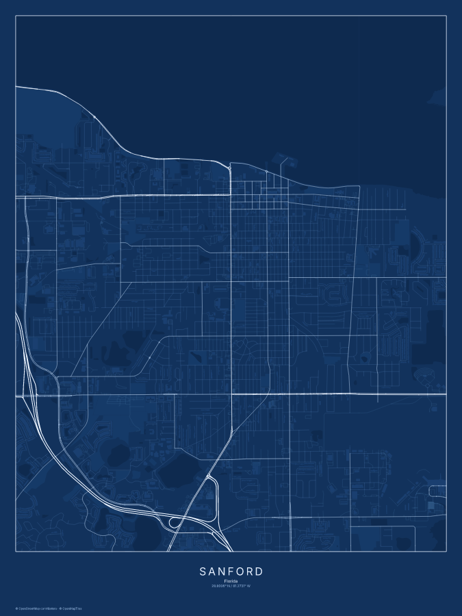 Sanford map poster, blueprint style