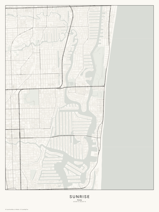 Sunrise map poster, classic style