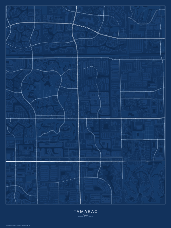 Tamarac map poster, blueprint style