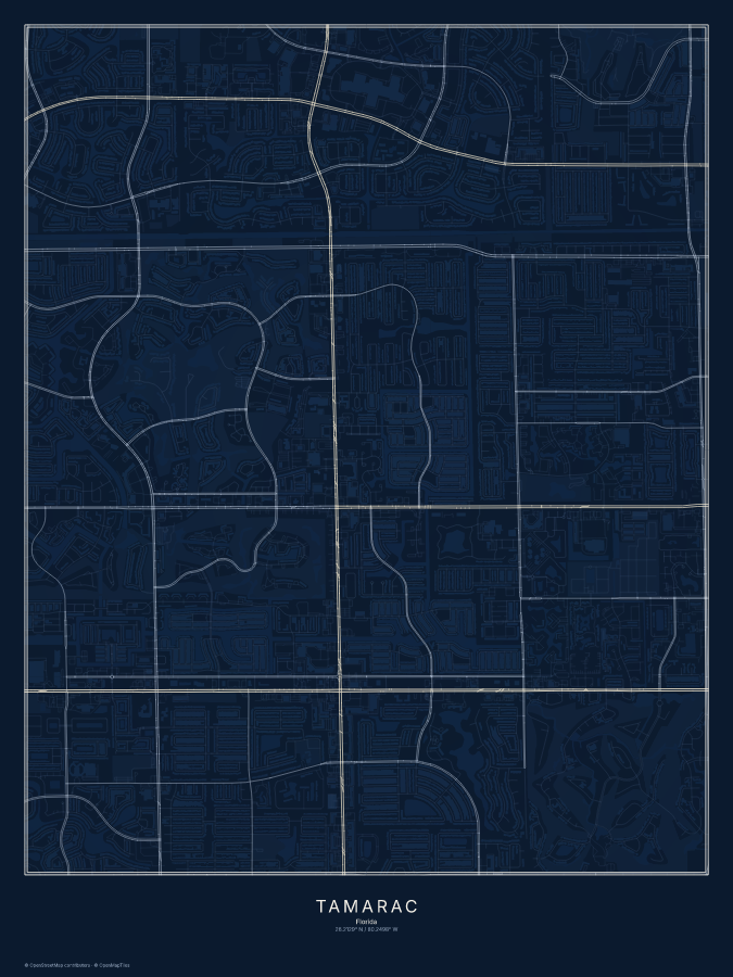 Tamarac map poster, midnight style