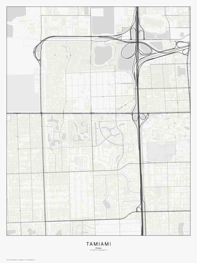 Tamiami map poster, classic style