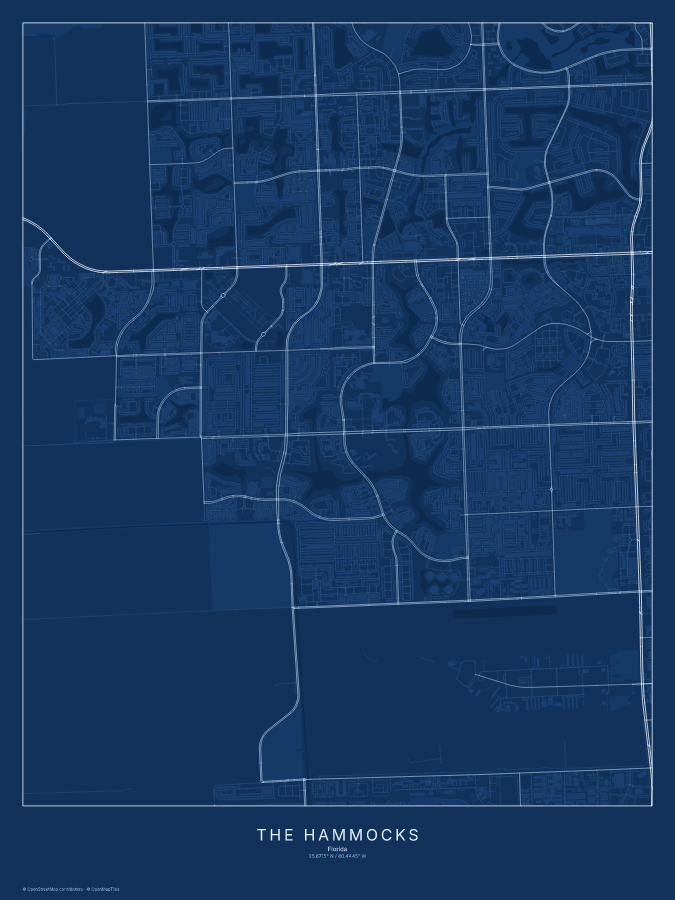 The Hammocks map poster, blueprint style