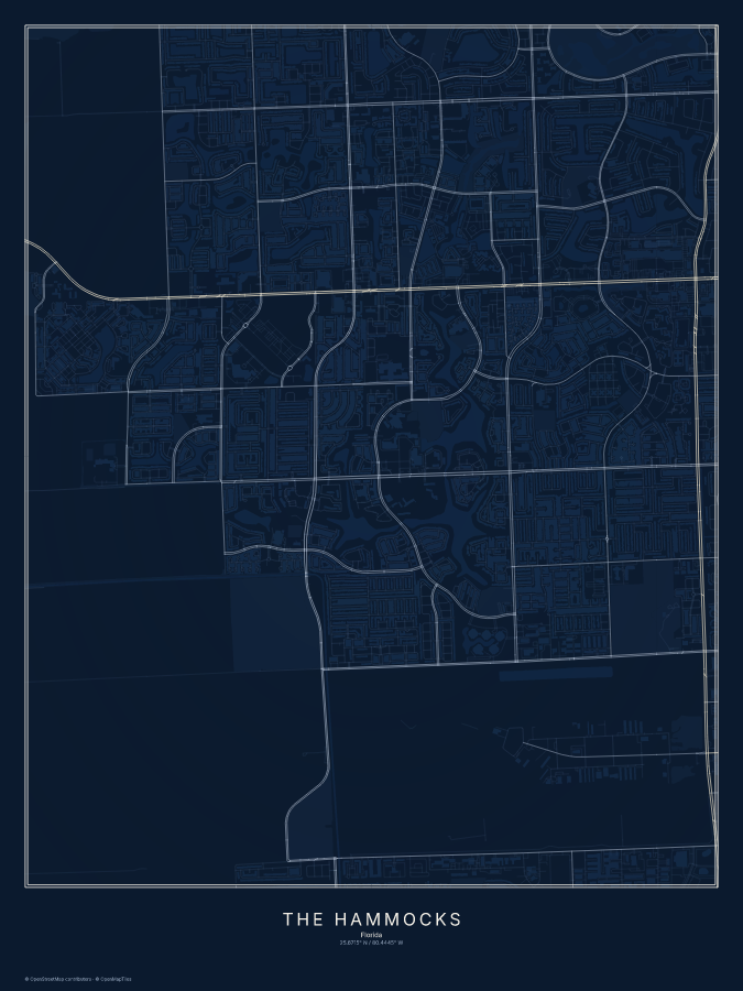 The Hammocks map poster, midnight style
