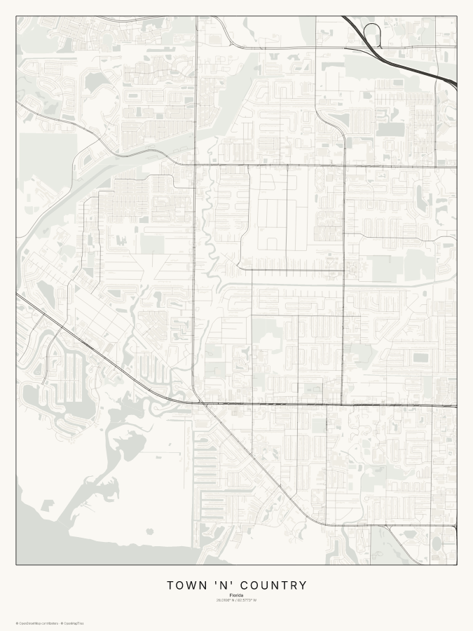 Town 'n' Country map poster, classic style