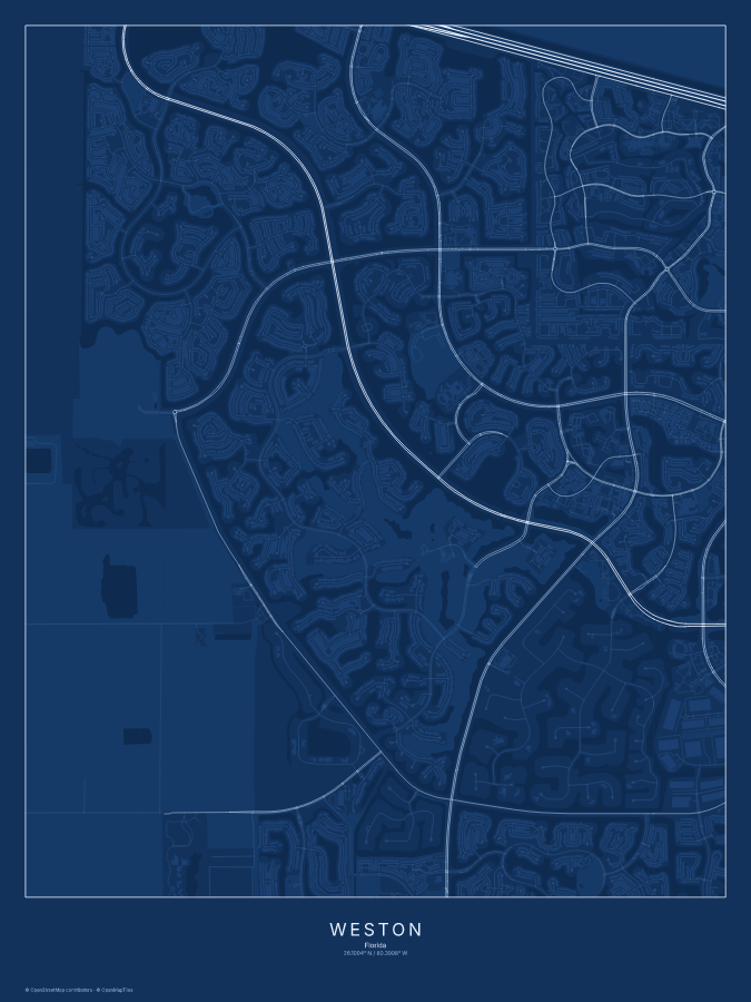 Weston map poster, blueprint style