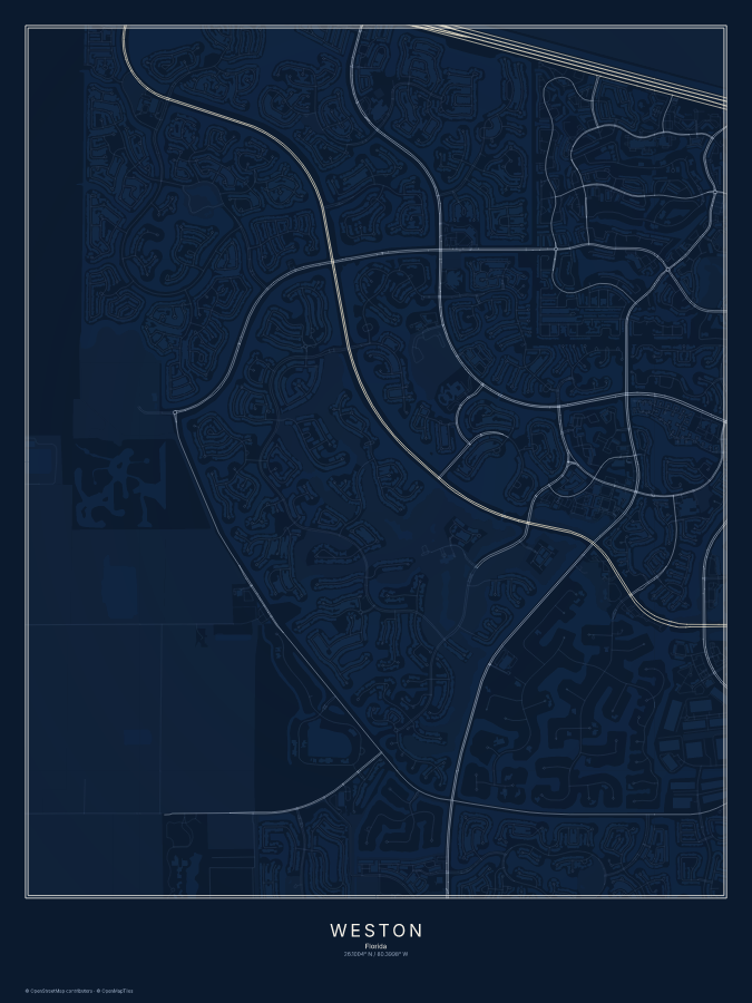 Weston map poster, midnight style
