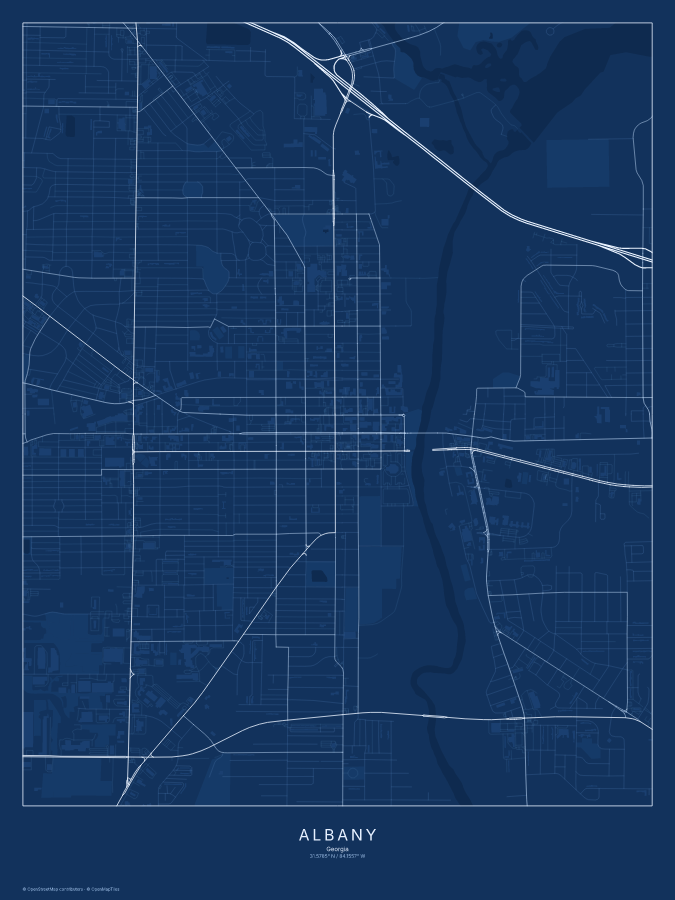 Albany map poster, blueprint style