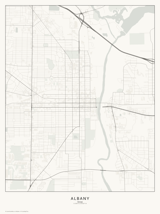 Albany map poster, classic style