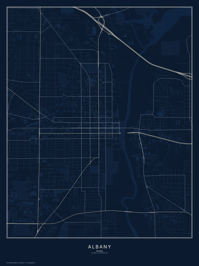 Albany map poster, midnight style