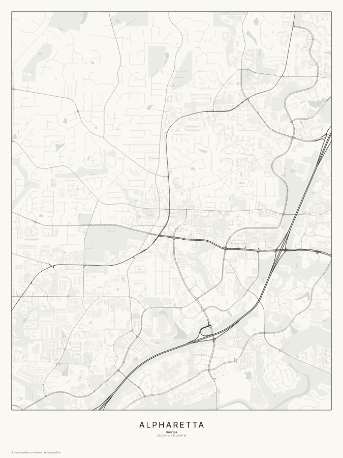 Alpharetta map poster, classic style