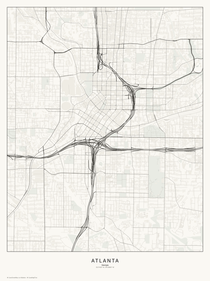 Atlanta map poster, classic style