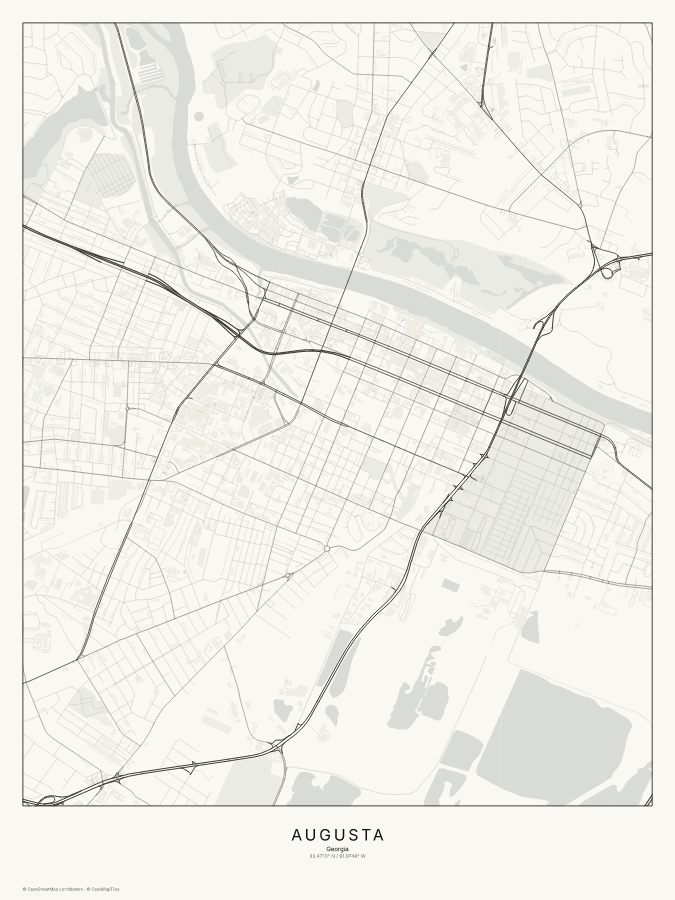 Augusta map poster, classic style