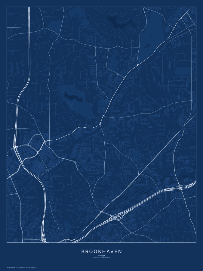 Brookhaven map poster, blueprint style