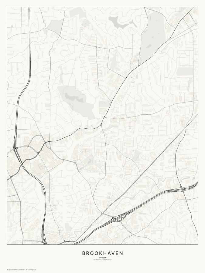 Brookhaven map poster, classic style