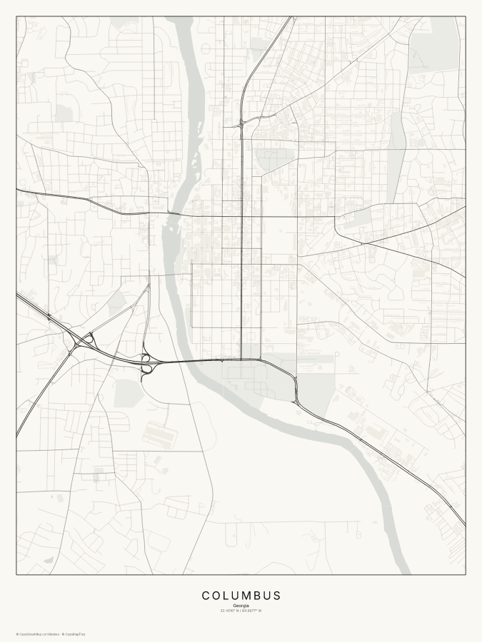 Columbus map poster, classic style