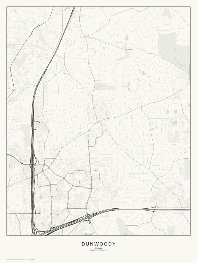 Dunwoody map poster, classic style