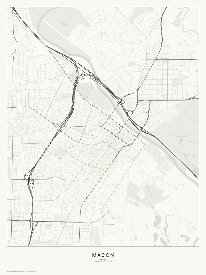 Macon map poster, classic style