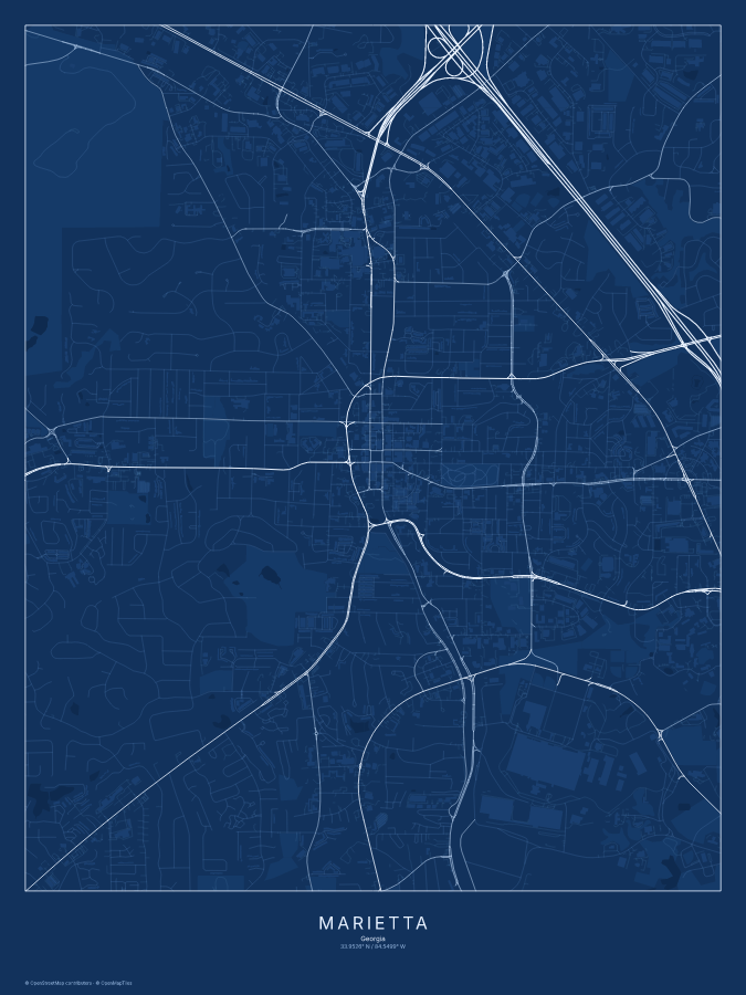 Marietta map poster, blueprint style