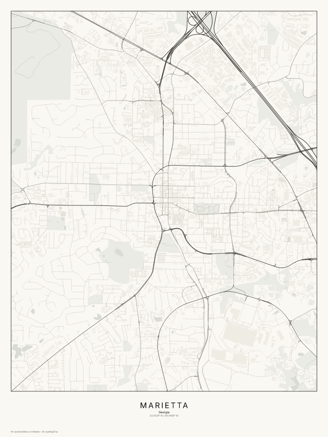 Marietta map poster, classic style