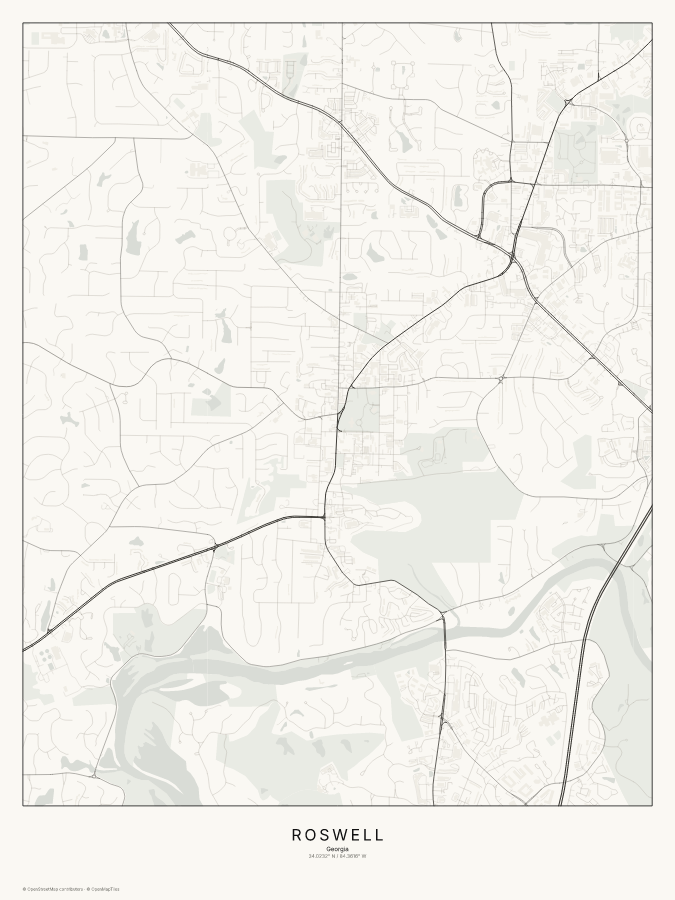 Roswell map poster, classic style