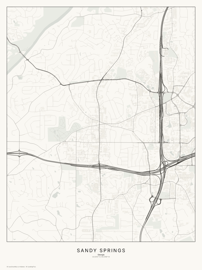 Sandy Springs map poster, classic style