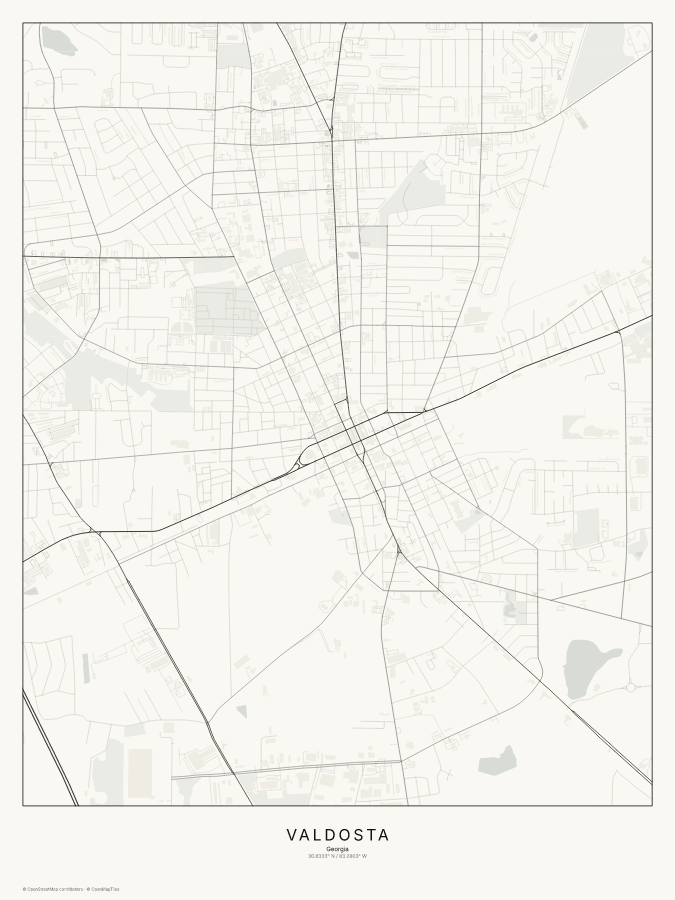 Valdosta map poster, classic style