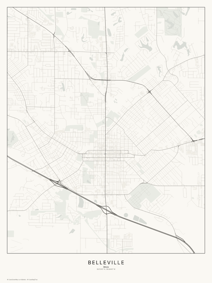 Belleville map poster, classic style