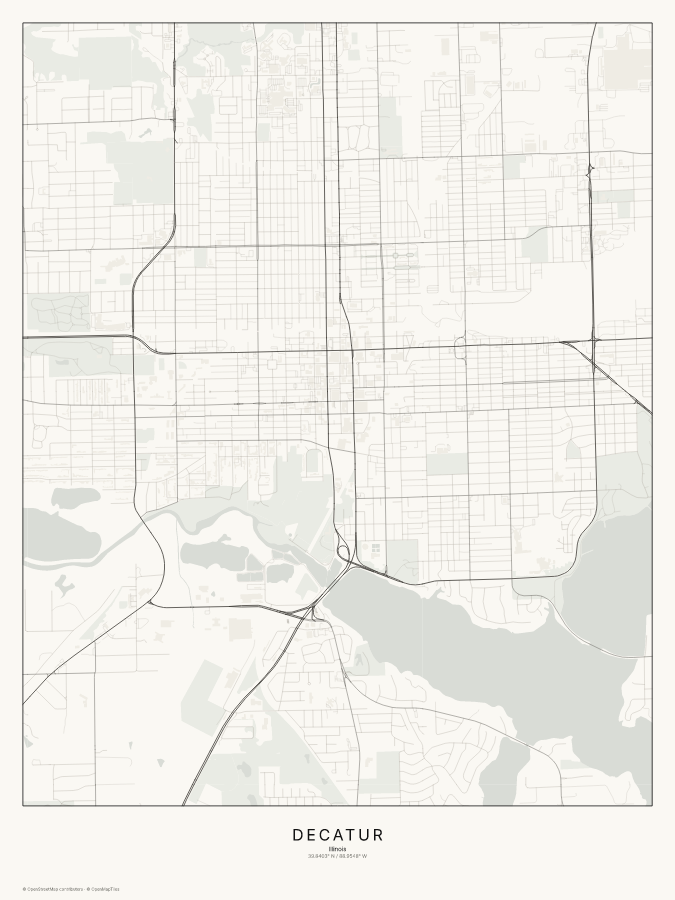 Decatur map poster, classic style