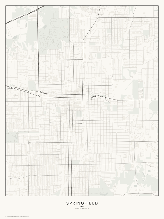 Springfield map poster, classic style
