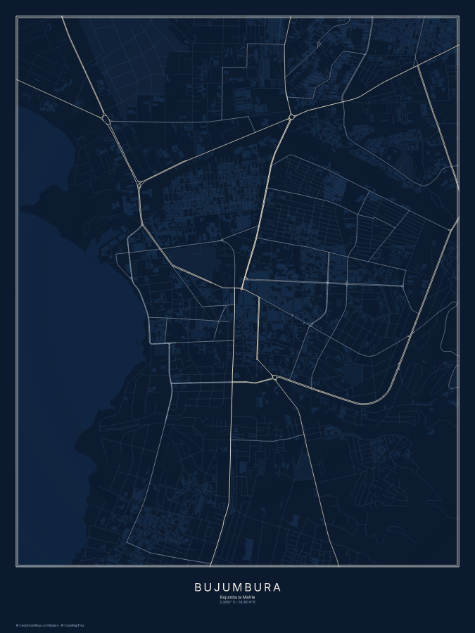 Bujumbura map poster, midnight style