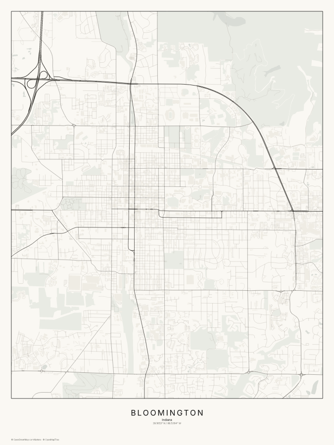 Bloomington map poster, classic style
